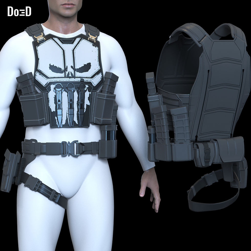 Thumbnail: The Punisher Suit/Vest, Belt & Pouches Brand New Day 3D Printable Model STL #TP7
