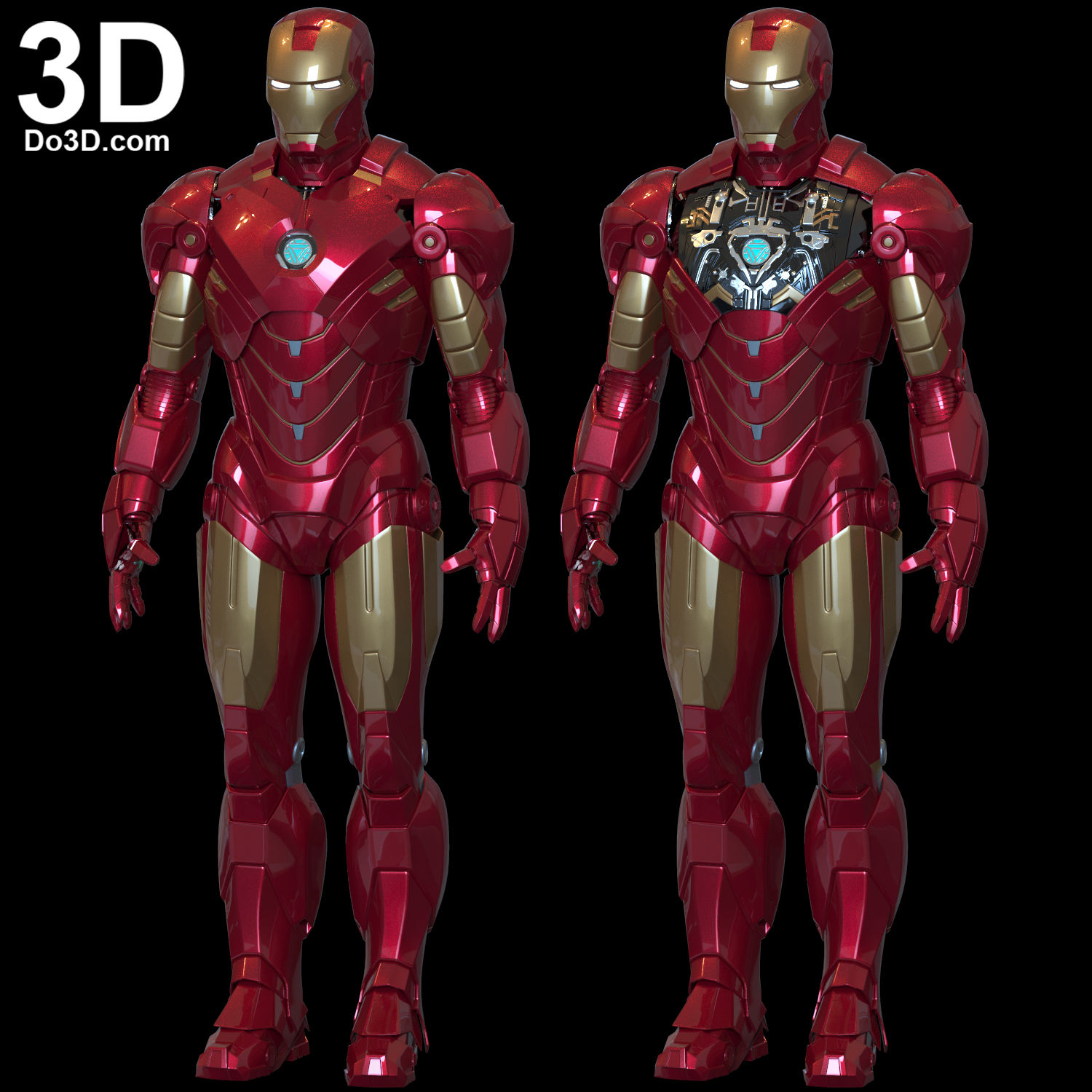 Iron Man Mark IV MK 4 Armor Suit + Inner Chest Details 3D Printable Model #GV4