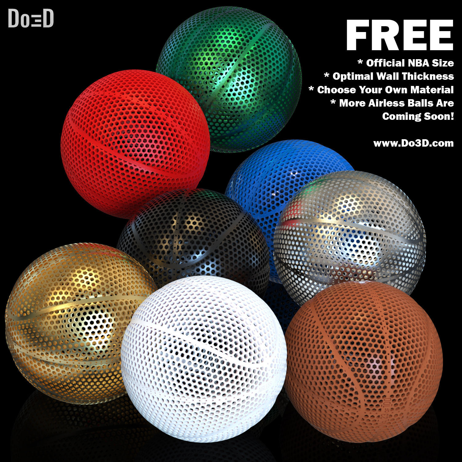 Airless Gen 3D Printable Basketball FREE Do3D