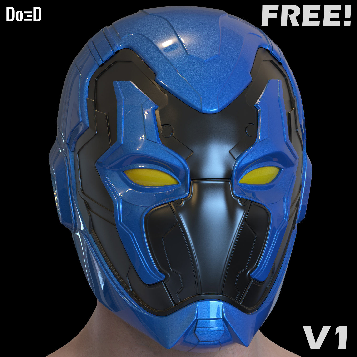 Beetle Helmet | 3D Printable Model STL File Blue #B991