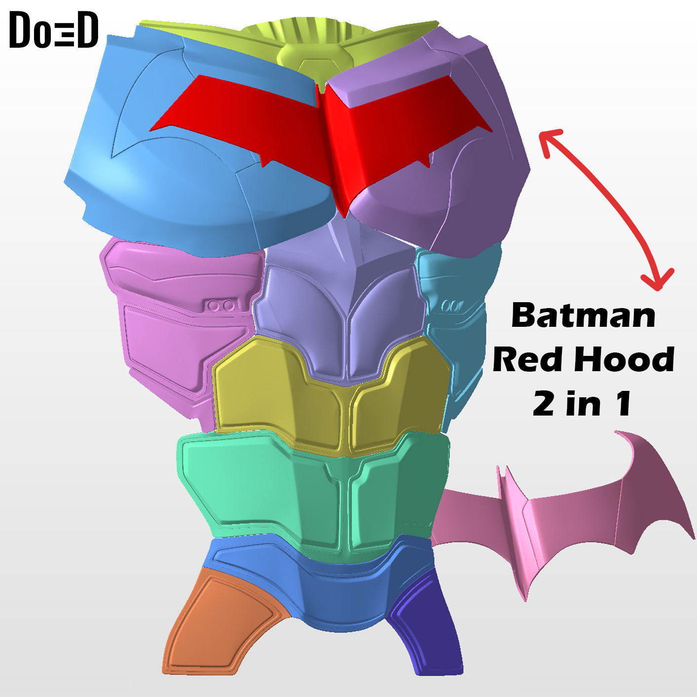 Red Hood & Batman Arkham Knight 2 in 1 Chest Torso Abs Armors 3D Model #3100