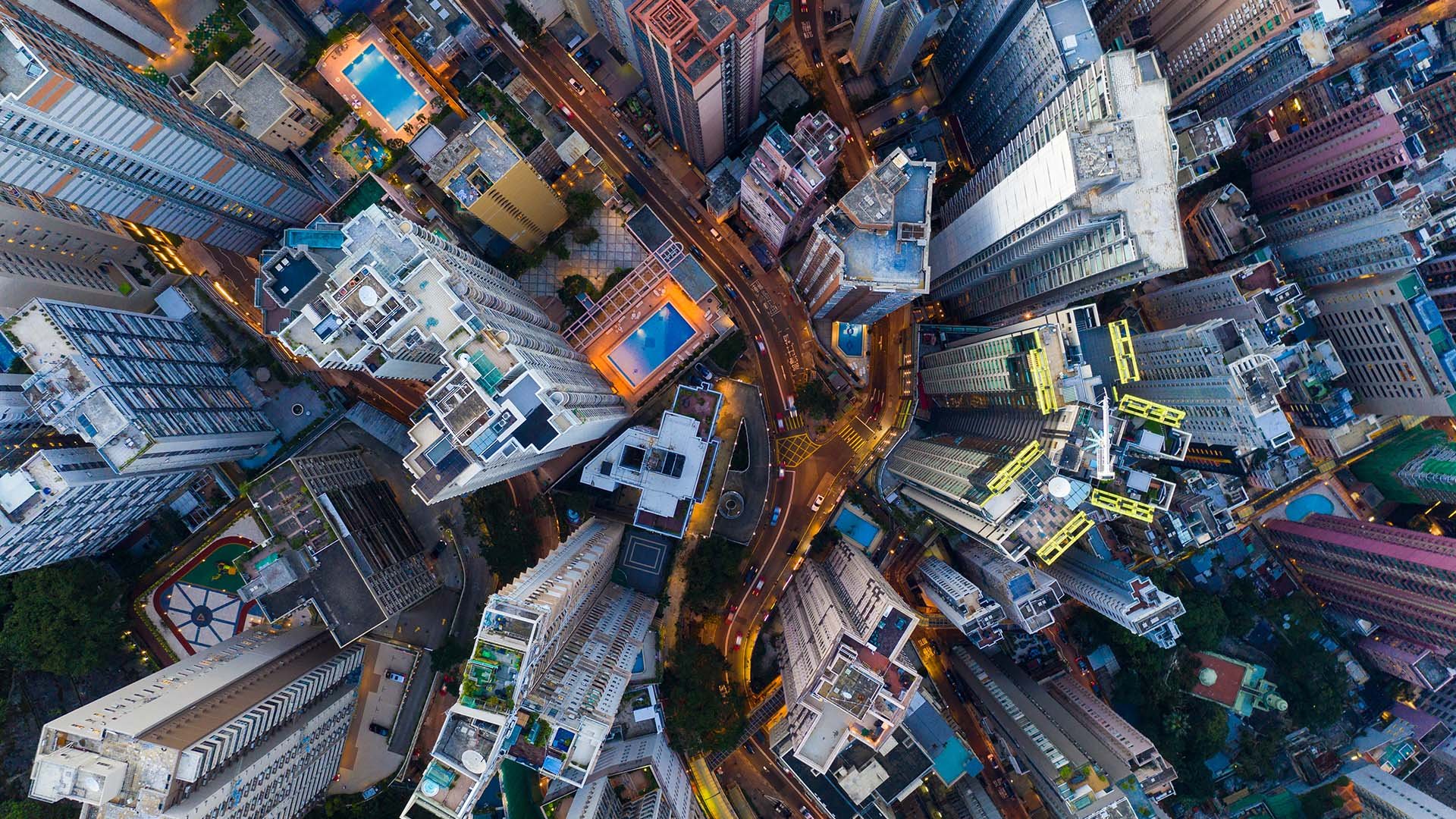 Aerial view of high‑rise buildings